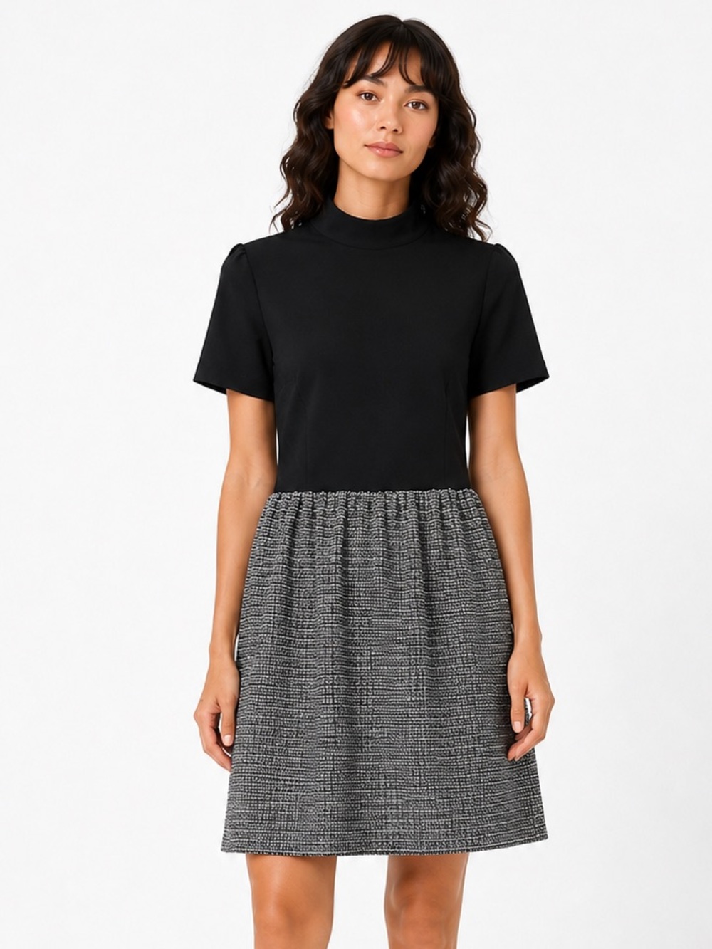 Tommy Hilfiger Black & Tweed Fit & Flare Dress – Size 12